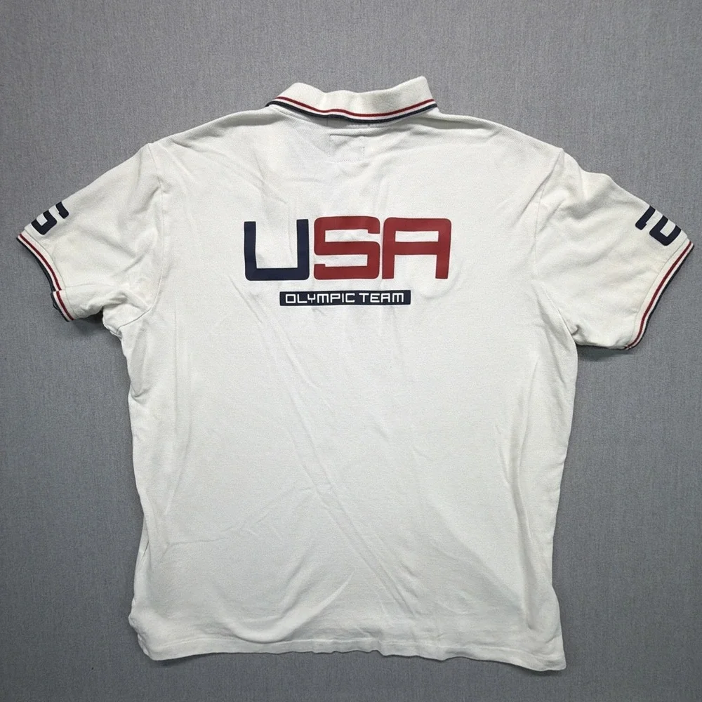 Ralph Lauren Polo Shirt Mens XL White USA Olympics 2016 Big Pony Short Sleeve